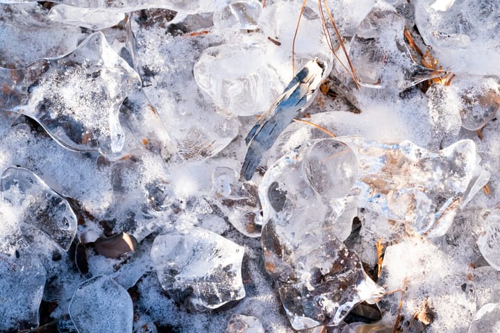 Ice forms on a sunny afternoon along Lake Superior in Duluth, Minn. 